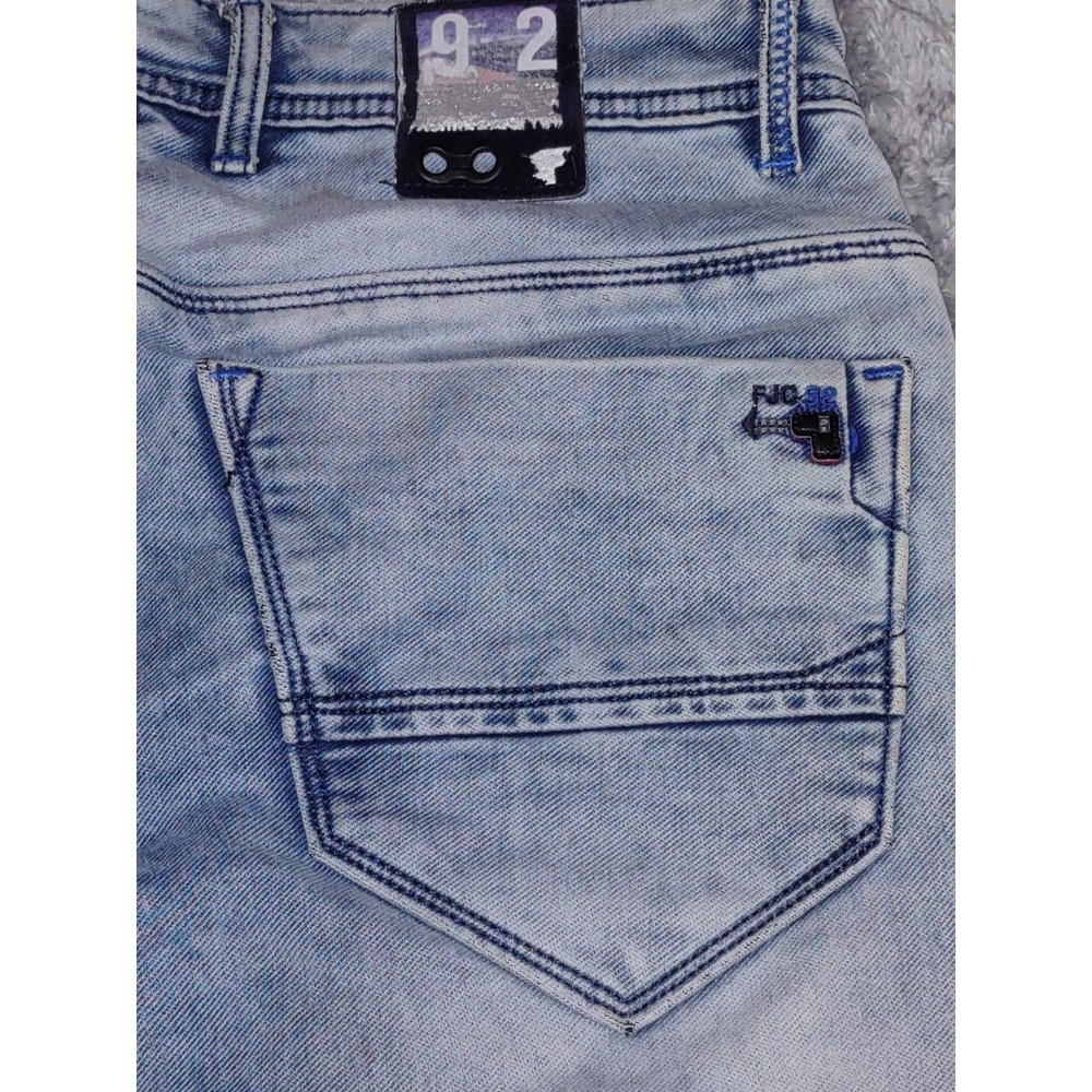 FJ92 FLU 92 Men's Jeans India Straight Fit Light Wash Denim Decorative Size 32 - Picture 7 of 10